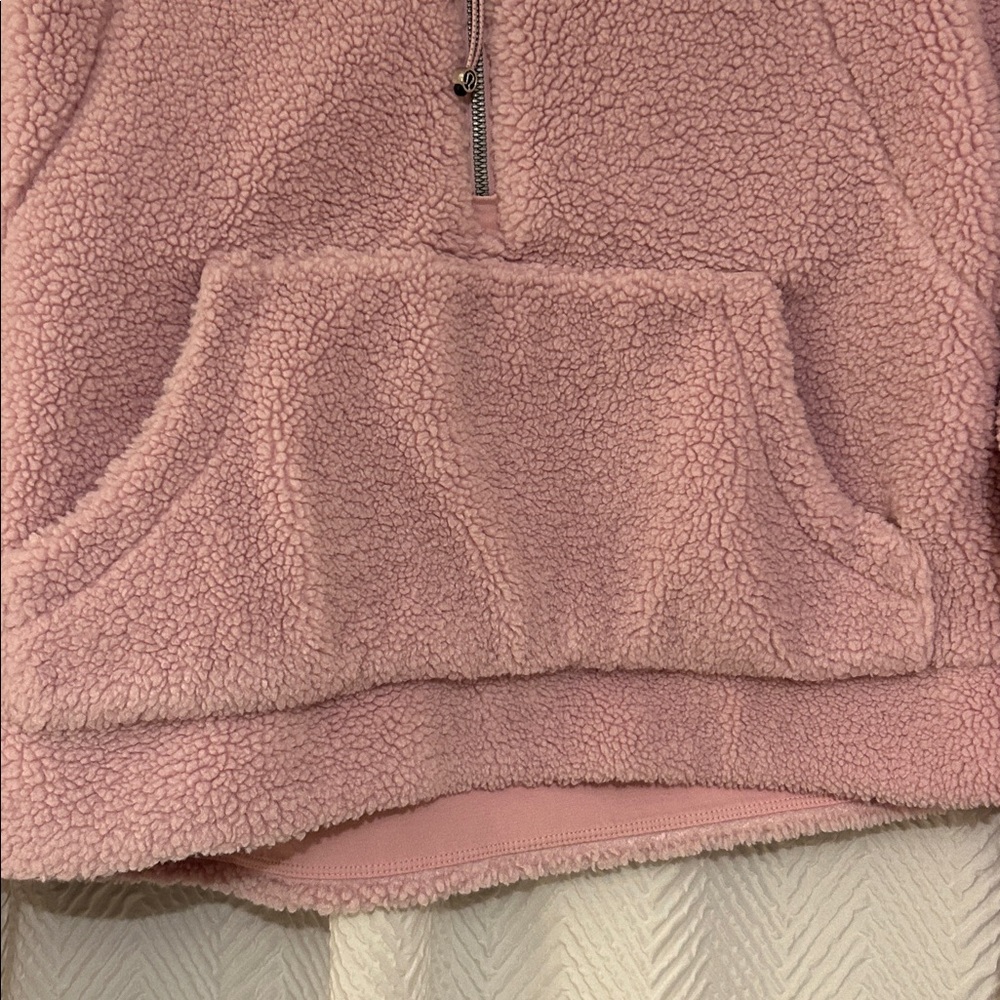 Lululemon Cozy Pink Tumbled Fleece Half Zip Pullover - Picture 3 of 7